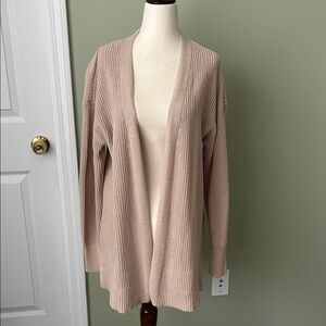 LOFT Women's Tan Open-Front Cardigan